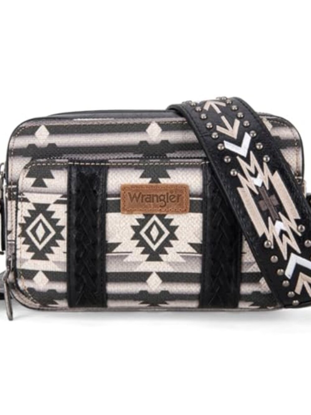 Aztec Canvas Crossbody Wallet Purse Embroidered Guitar Strap Multi Pocket